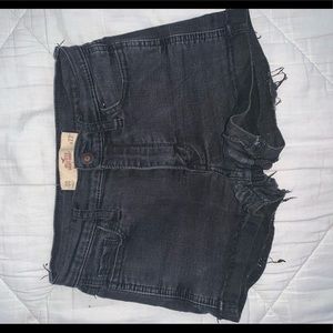 Black denim shorts
